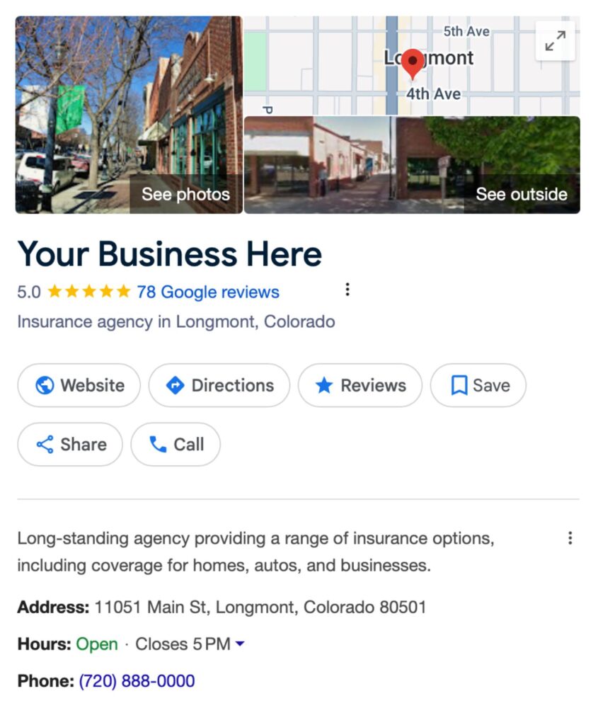 google business profile of local shop